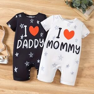 2 pc I Love Daddy and Mommy Baby Infant Rompers